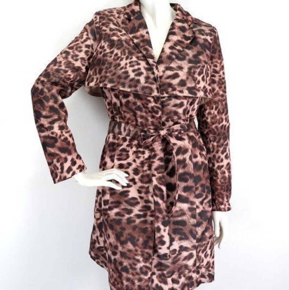 NEW Badgley Mischka leopard print vintage trench coat